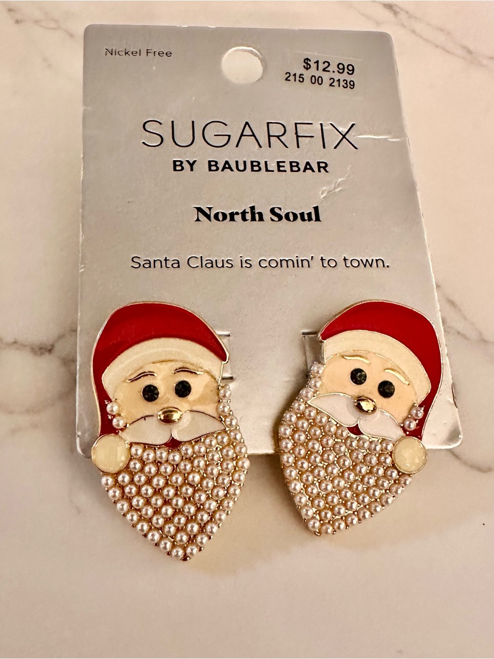 Sugarfix by BaubleBar Santa Pearl Pearl-Beard Earrings in Red and Cream